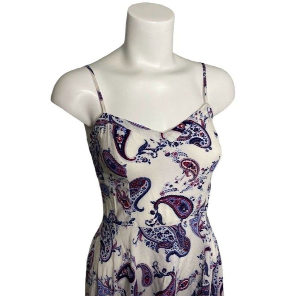 Cotton‎ On White Blue Paisley Smocked Fit & Flare Dress Sz XS - Picture 4 of 9